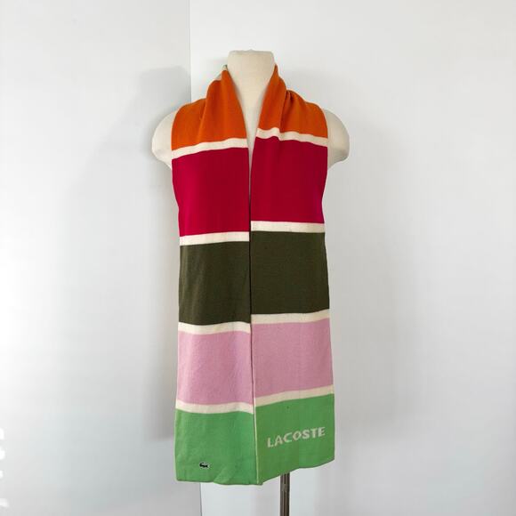 Lacoste Wool Scarf Multicolor Striped Colorblock - Picture 3 of 9